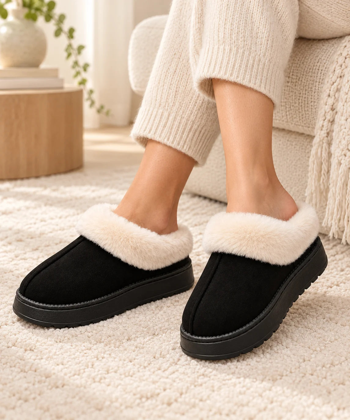 Women’s Faux Suede Slippers with Plush