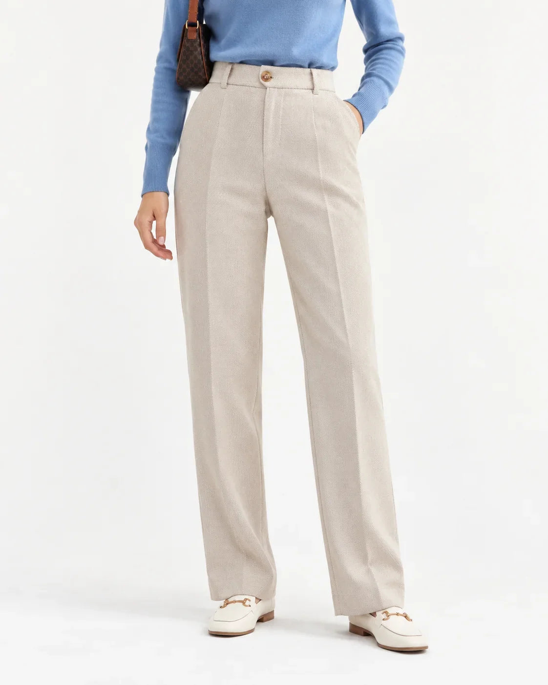 Textured High-Waist Trousers
