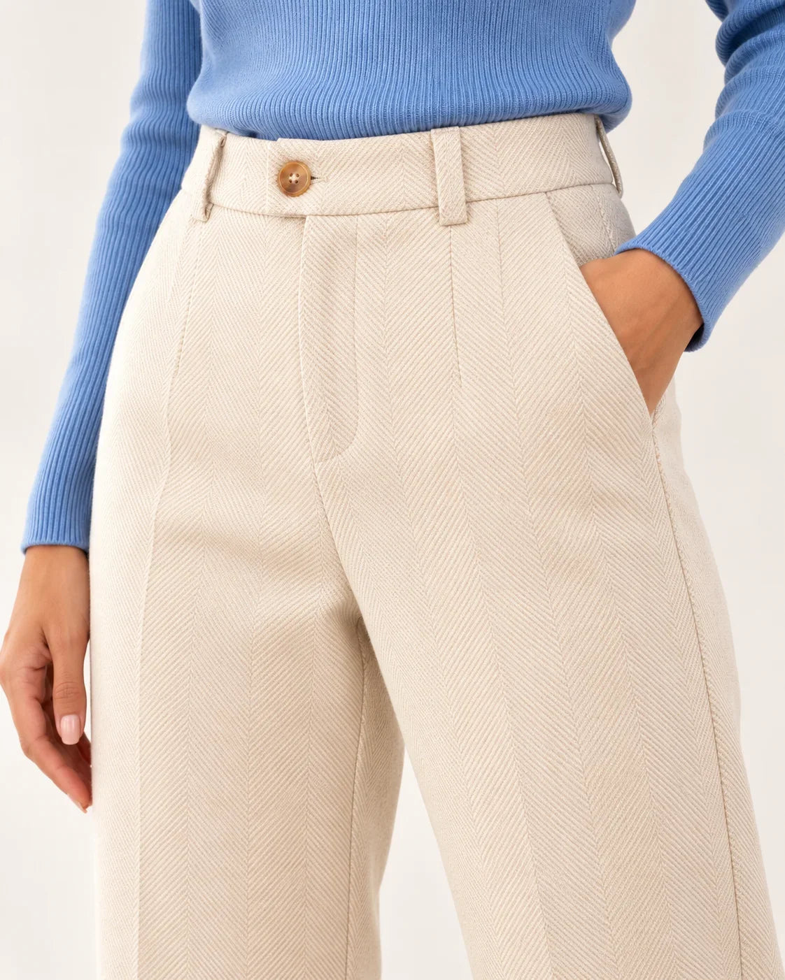 Textured High-Waist Trousers