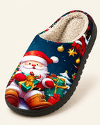 Santa Print Sherpa Slippers