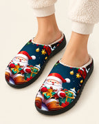 Santa Print Sherpa Slippers
