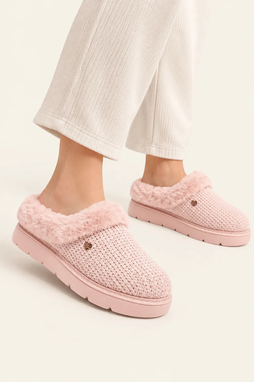 Metallic Sweater Knit Slippers