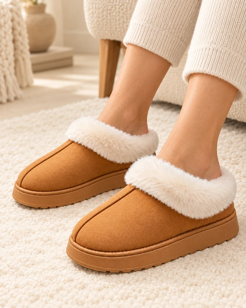 Women’s Faux Suede Slippers with Plush