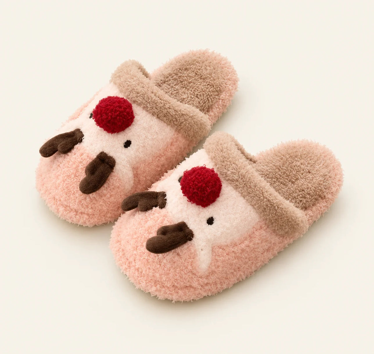 Festive Reindeer Plush Slippers