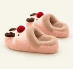 Festive Reindeer Plush Slippers