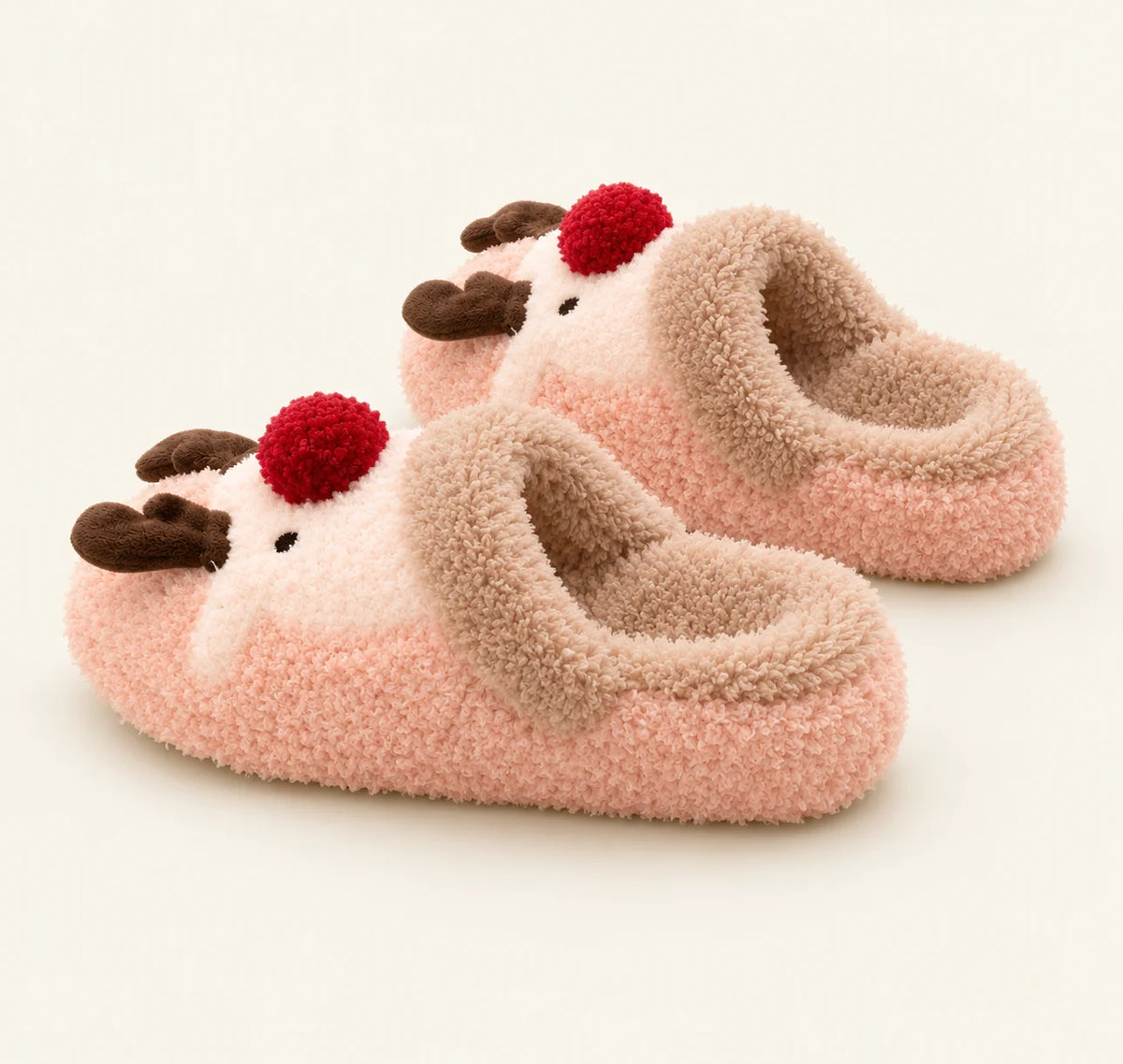 Festive Reindeer Plush Slippers