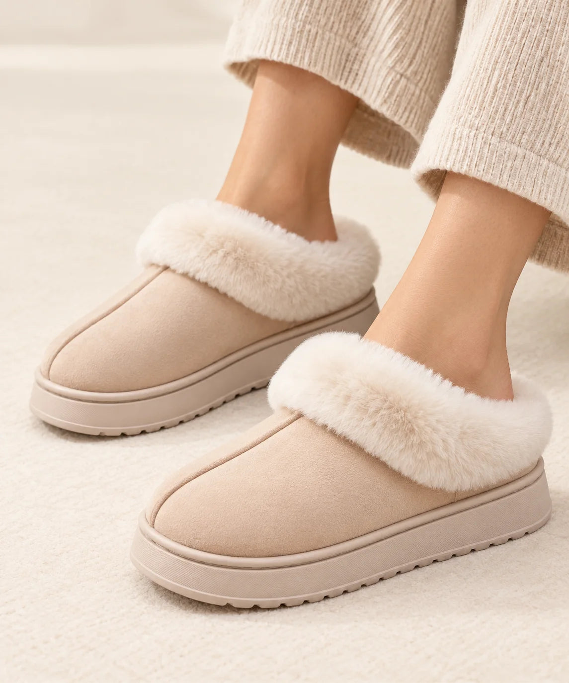 Women’s Faux Suede Slippers with Plush