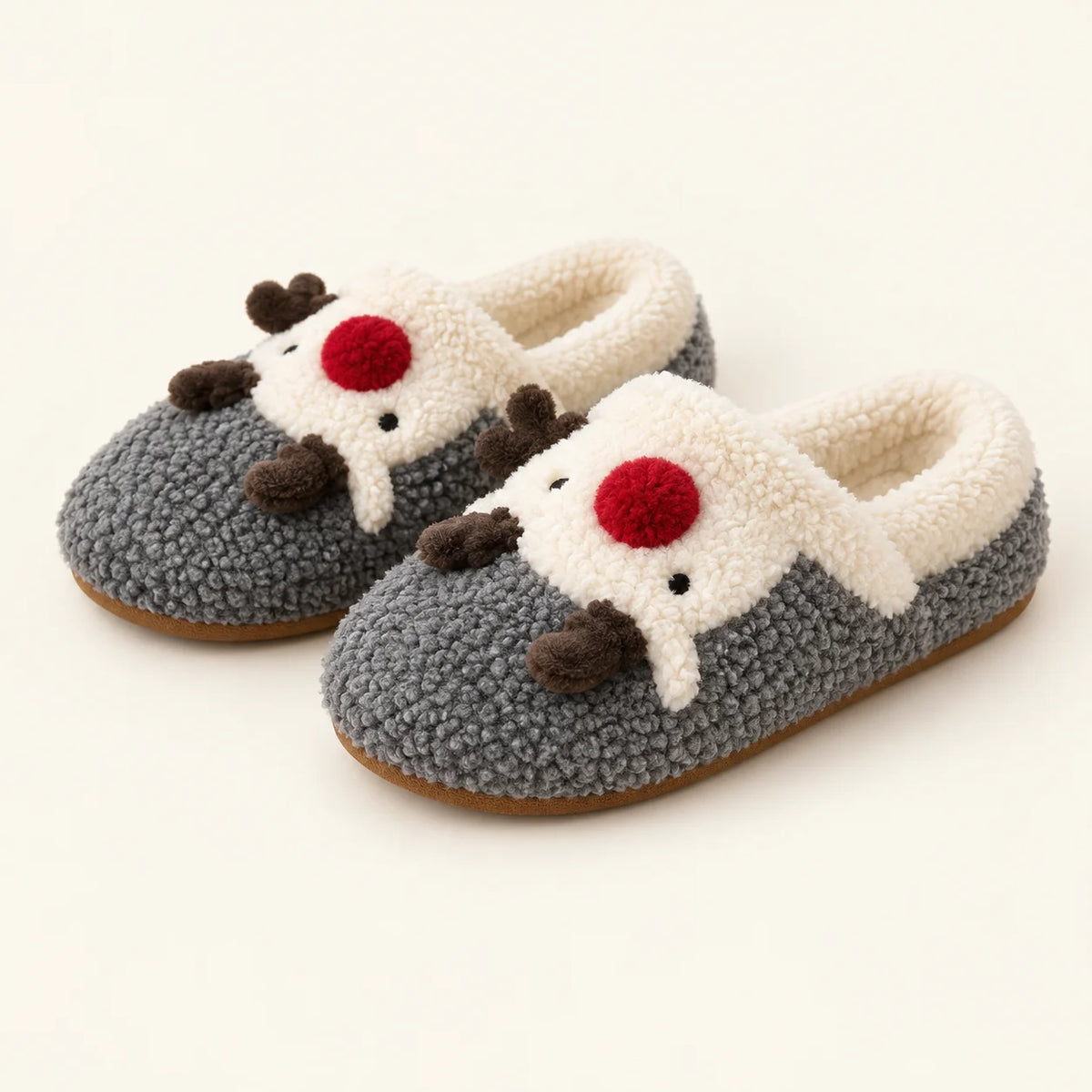 Festive Reindeer Plush Slippers