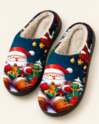 Santa Print Sherpa Slippers