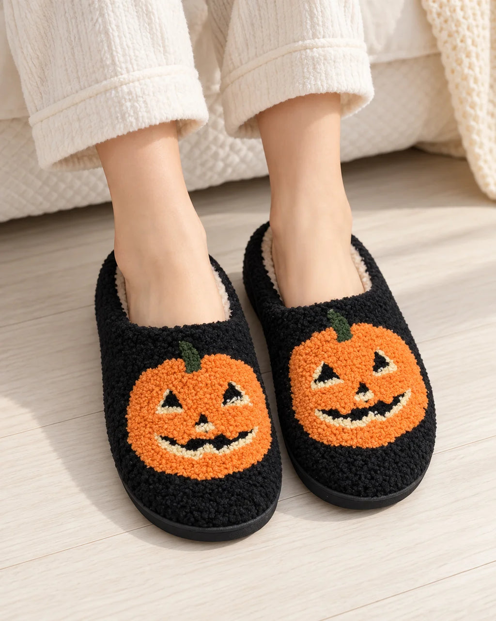Halloween Pumpkin Plush Slippers