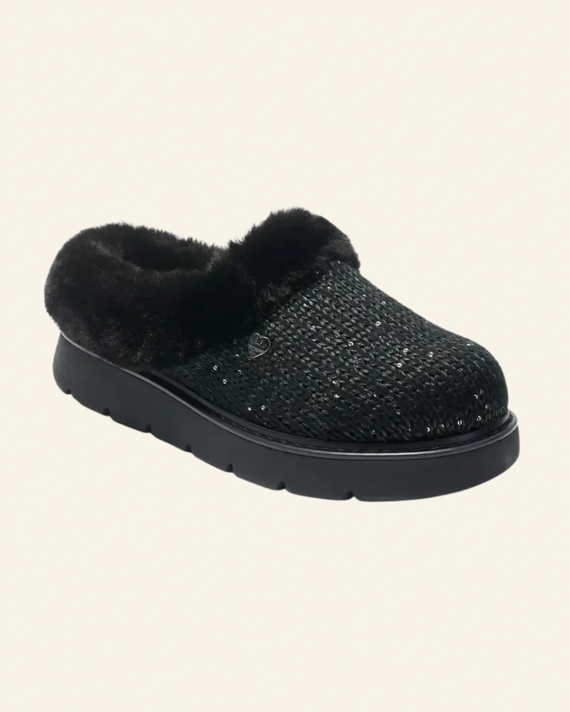 Metallic Sweater Knit Slippers