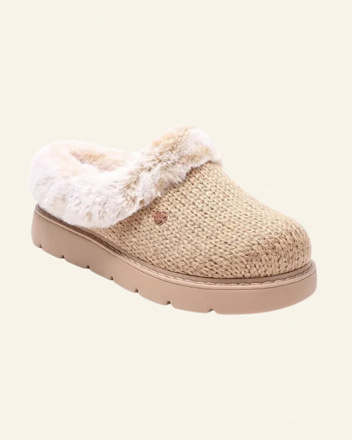 Metallic Sweater Knit Slippers